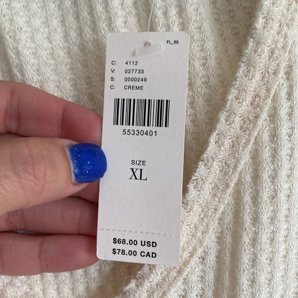 Cream Ribbed Long Sleeve Top - Picture 4 of 7